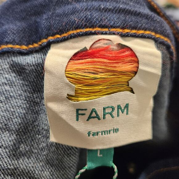 Farm Rio Dark Denim wavy trim jumpsuit size large - Picture 7 of 8